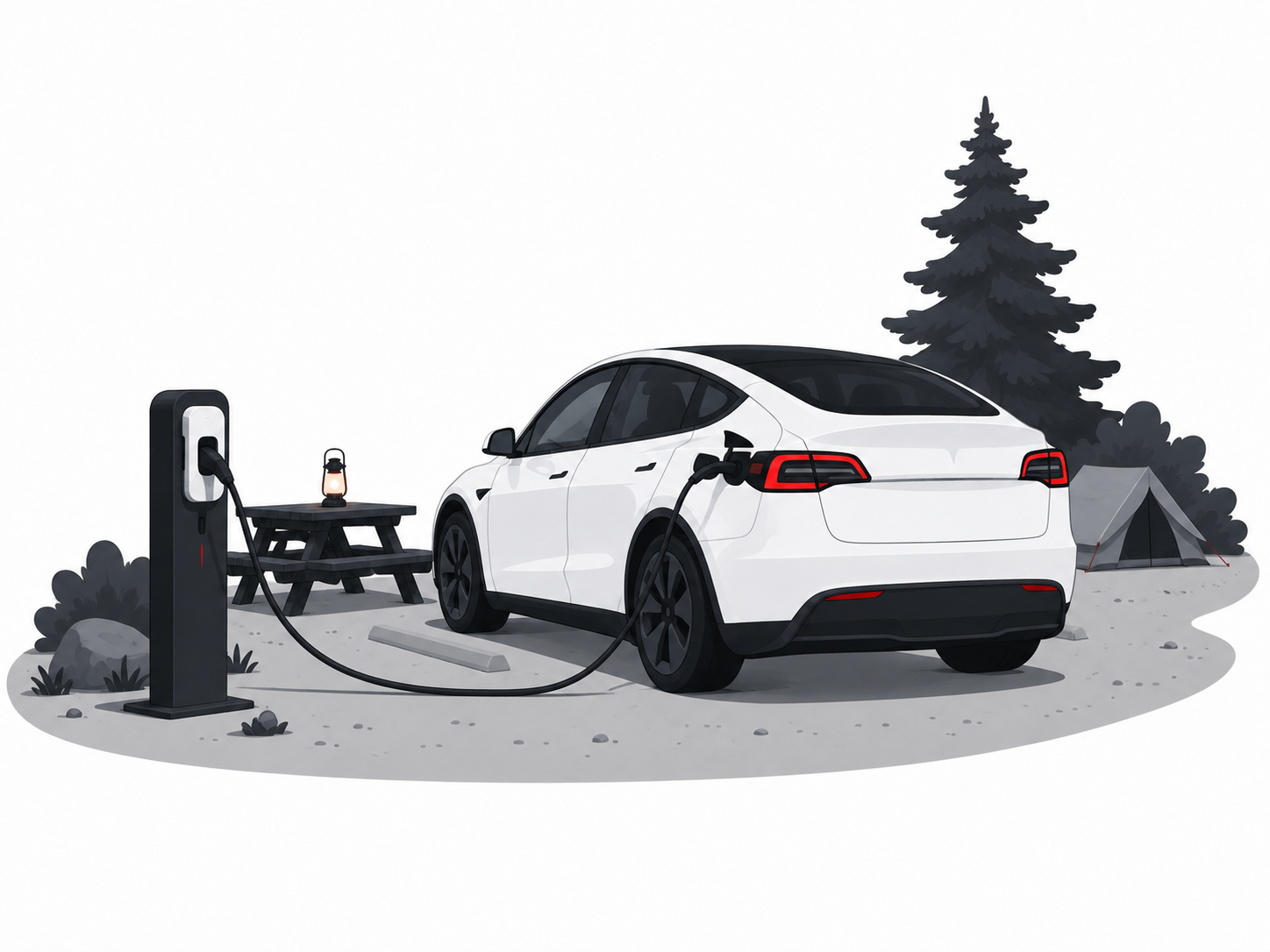 Tesla camping charging